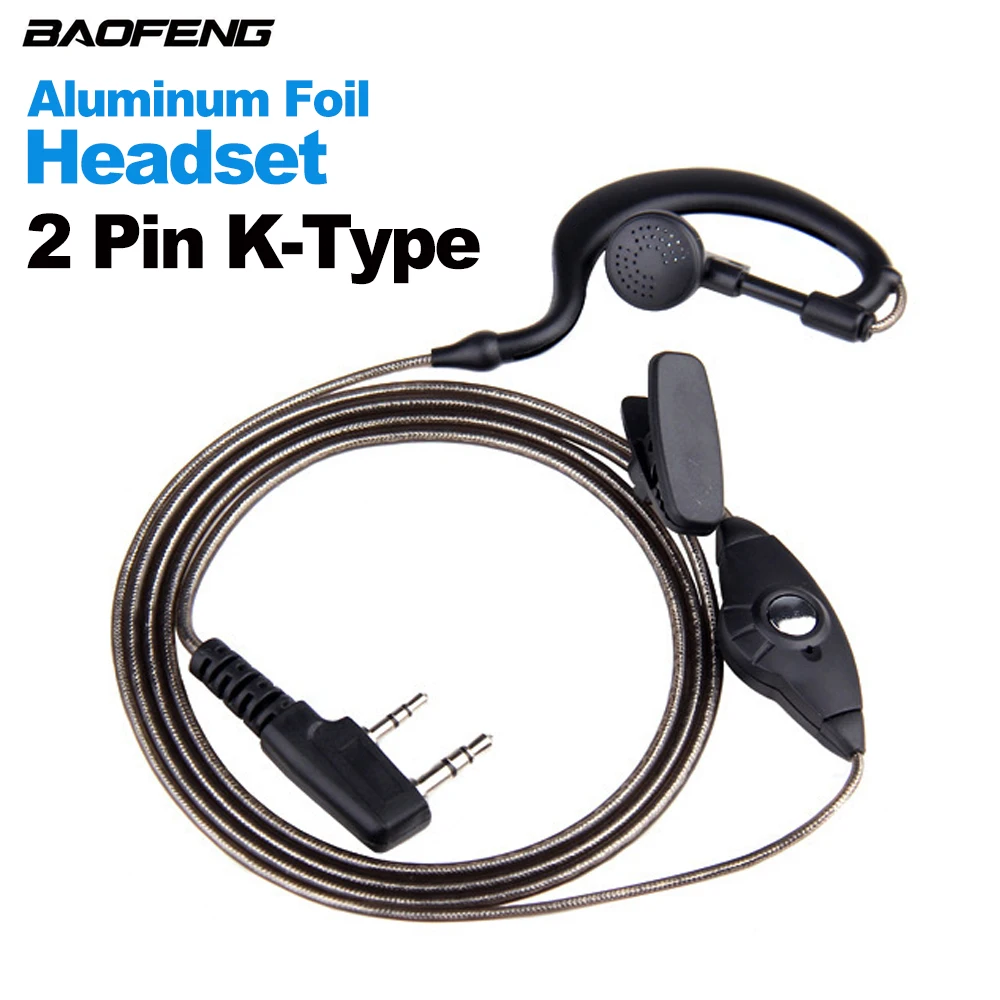 2 Pin K-Type Headset Aluminum Foil Earphone For Walkie Talkie BAOFENG KENWOOD QUANSHENG TYT HYT K-Jack Two Way Radios Headphone