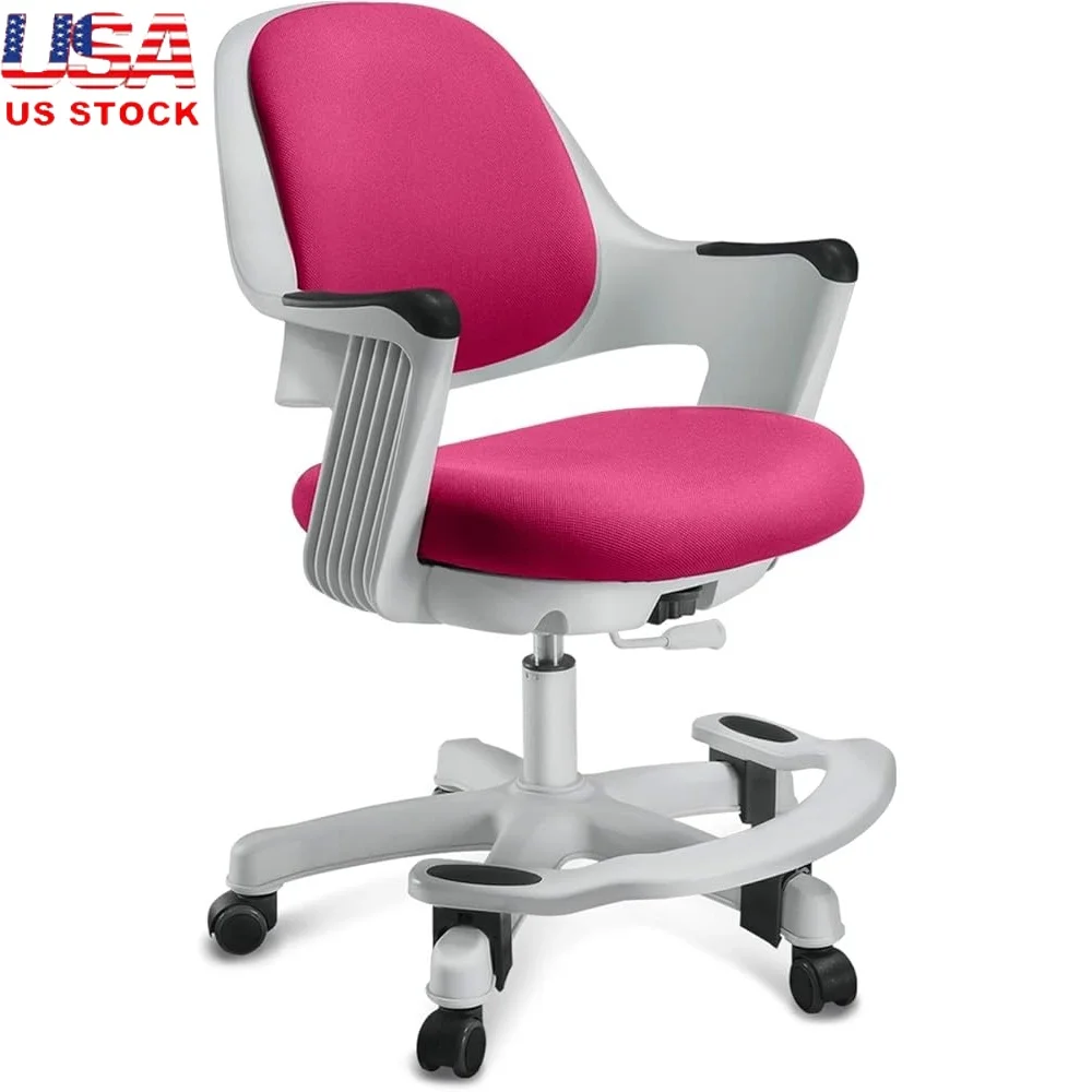 

Ergonomic Kids Desk Chair with Adjustable Height Footrest Comfortable Cushion Computer Task Chair Study Home School Use