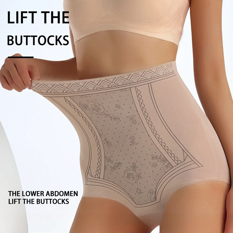 Pantalones moldeadores adelgazantes para mujer, cintura alta, seda helada, moldeador de vientre, moldeador de cuerpo de entrepierna de algodón puro líquido sin costuras