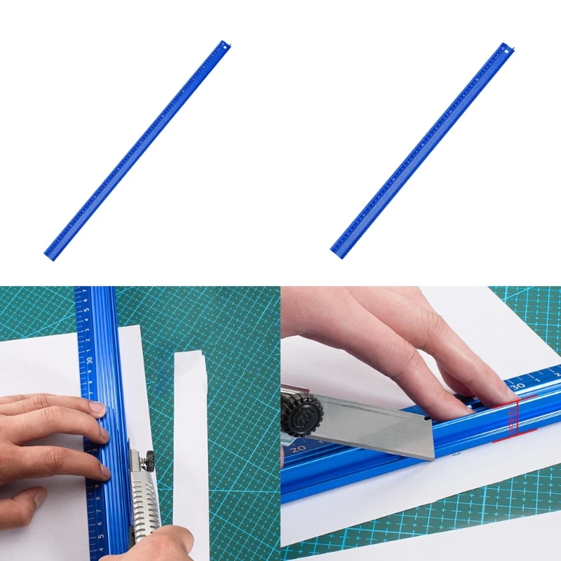 Aluminum-Alloy Cutting Straight Ruler Woodworking Hand Protective Scribing Mark Line Gauge Measuring Drawing Tool