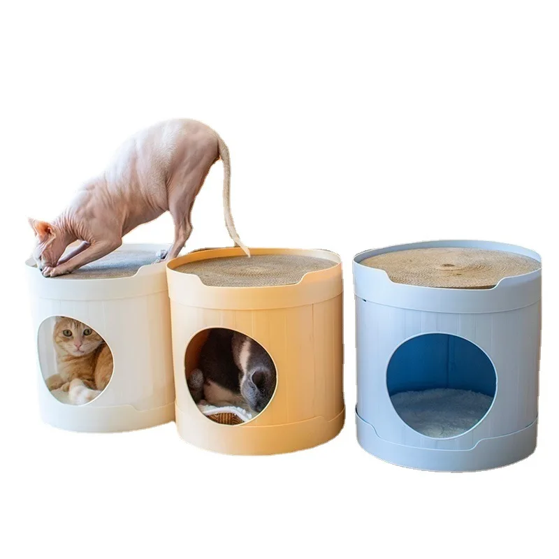 The New Cat Nest Foldable Cat Scratching Board Nest Semi-closed Cat Villa Four Seasons Universal Pet Cat Nest Supplies