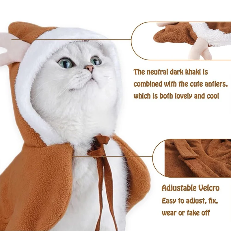 Rood Kerstcape Voor Katten En Kleine Honden – Met Ster, Strik En Pompons, Zacht Polyester, Maat S/M/L, Ideaal Voor Feestdagen En Cosplay
