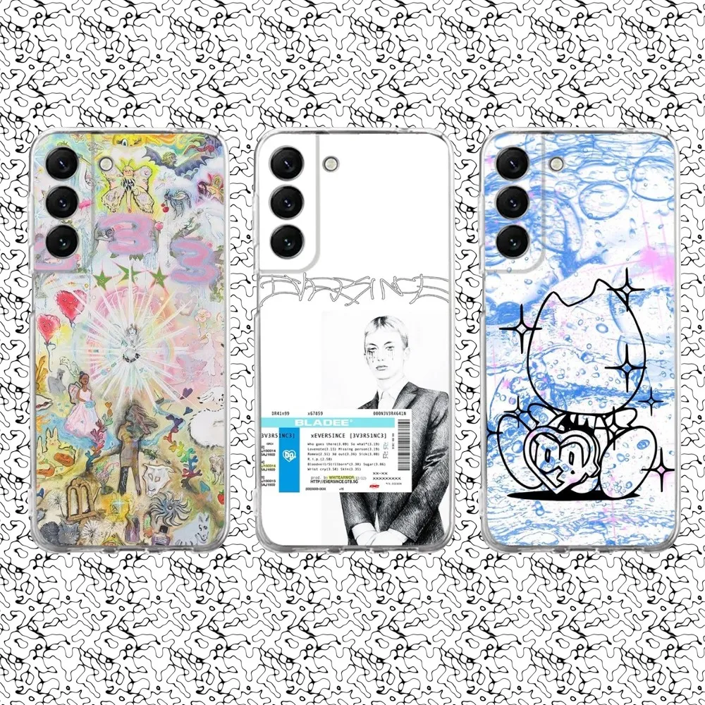 

Bladee 333 Drain Gang Phone Case Silicone For Samsung S30,23,21,22,20 FE lite,S10,9,PIus Note20ultra Soft Transparent