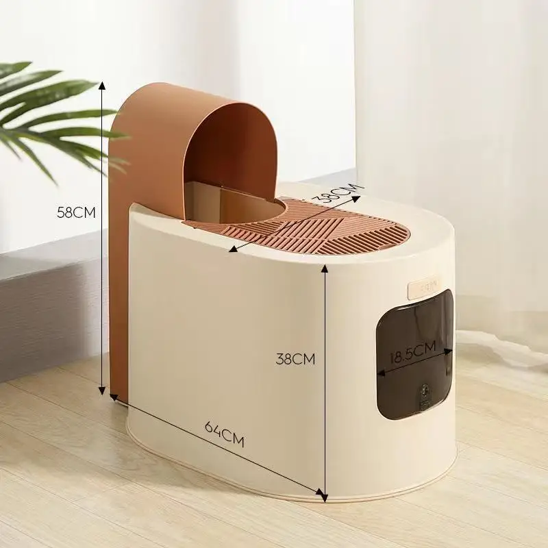 

Extra Large Smart Cat Box Fully Enclosed Anti-Splash PP Sand Top Entry Cat Toilet Easy Clean Kitty Pet Cleaning