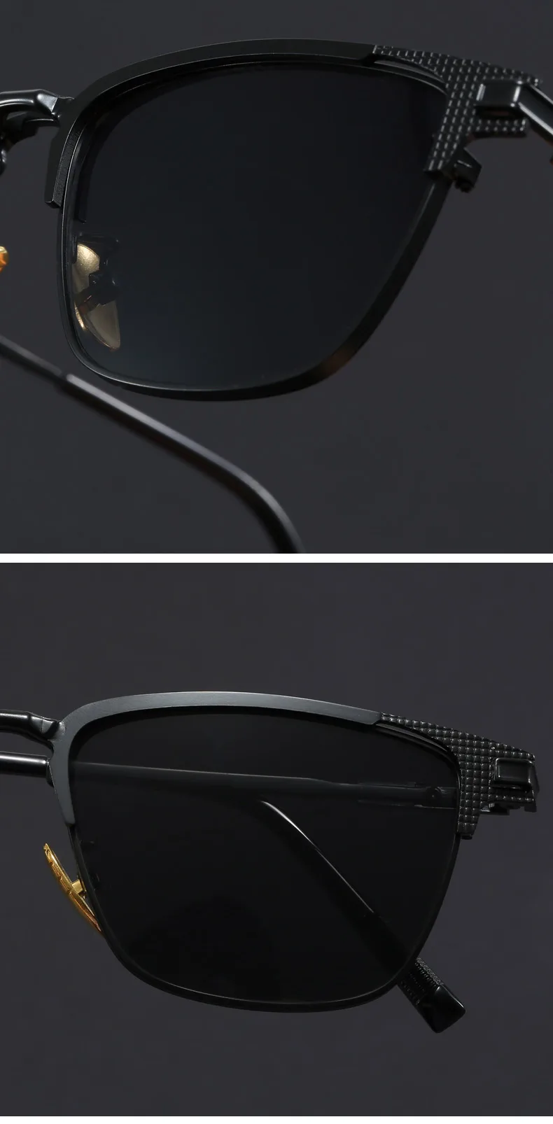 Neue Metall Quadratische Sonnenbrille Halbrahmen Polarisierte Sonnenbrille Herren Damen Luxusmarke Designer Sonnenbrillen Männlich Retro Rive – Detail 5