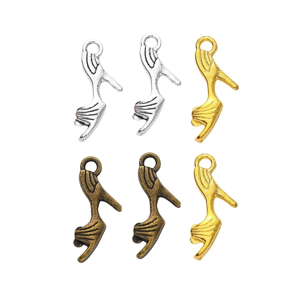 20Pcs/Lot Charms high-heeled Shoes 20x11mm Tibetan Bronze Silver Color Pendants Antique Jewelry Making DIY Handmade Craft