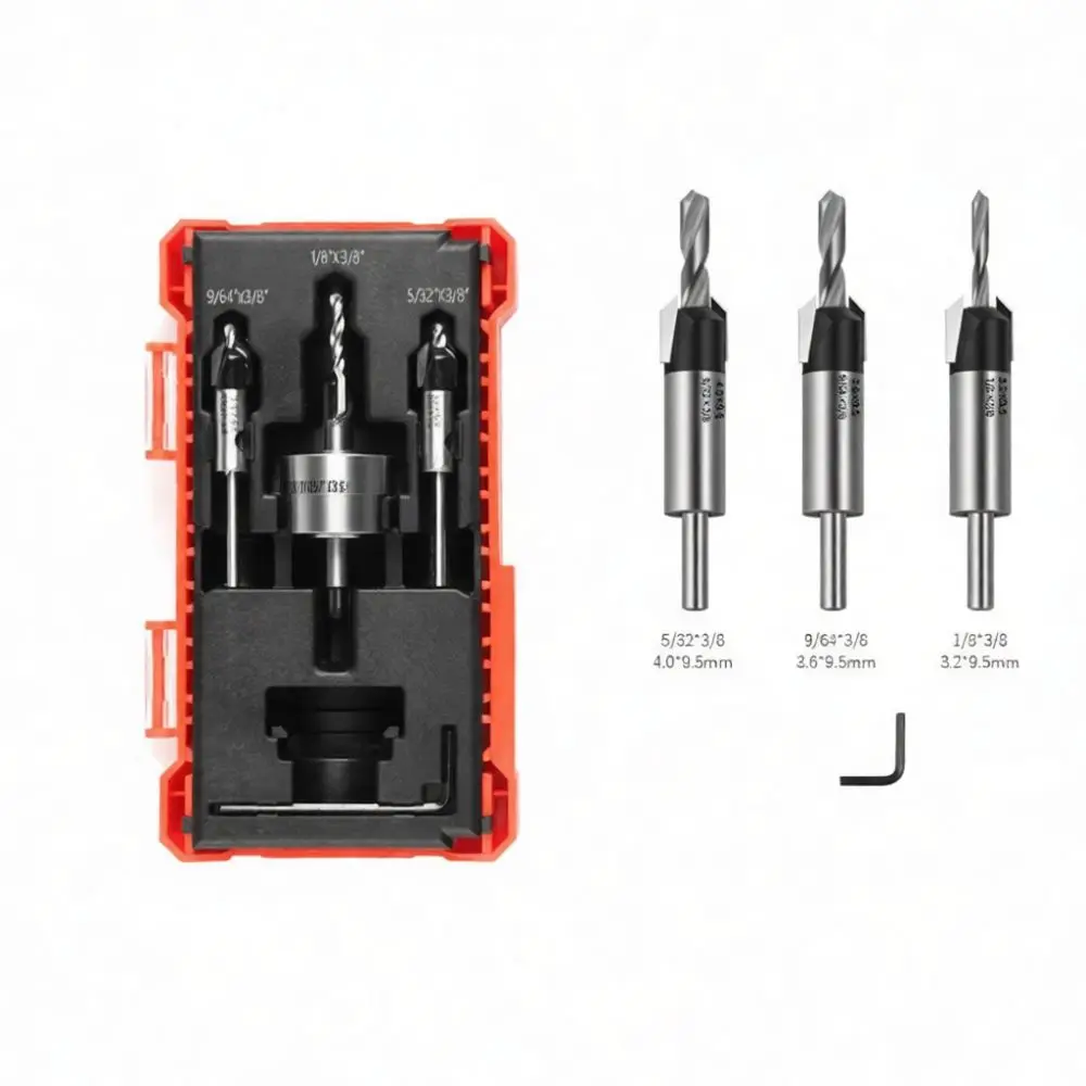 For For TRUEJOY Woodworking Drill Bit Set Adjustable Depth Stop Countersink Tapered Hole Cutter Hex Shank Tool Kit