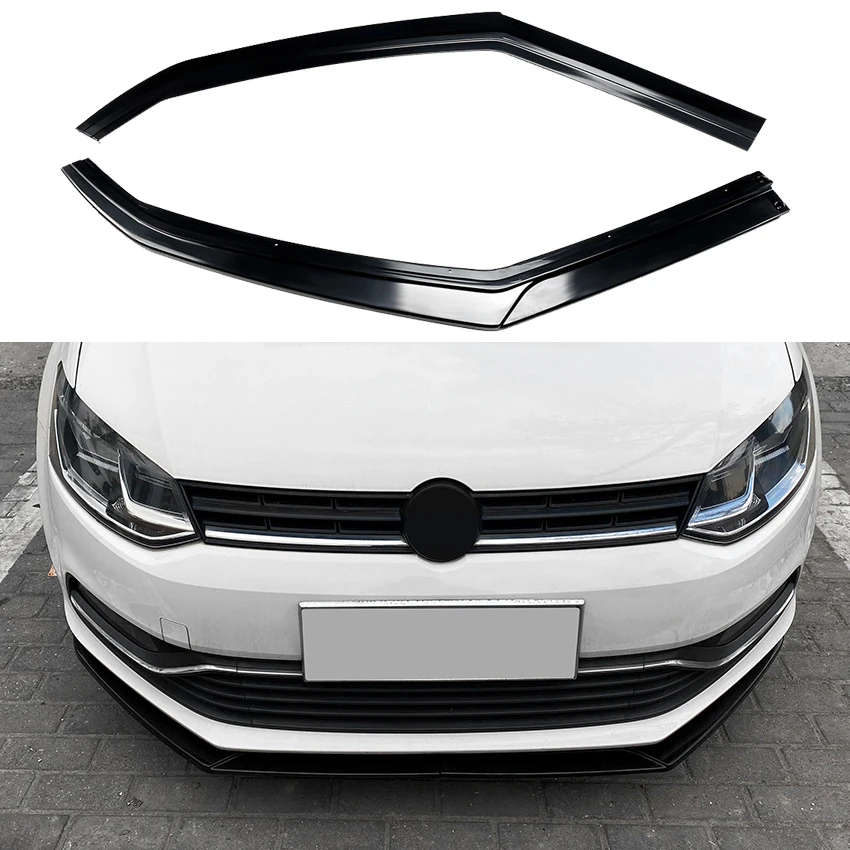 Car Front Bumper Lip Spoiler Splitter Diffuser For Volkswagen VW POLO MK5 6R 6C 2009 To 2018 By Glossy Black Carbon Fiber