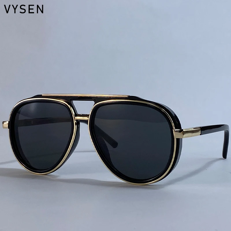 Übergroße Pilot Polarisierte Sonnenbrille Männer 2026 Luxus Marke Vintage Doppel Strahl Gläser Oval Punk Brillen Fahren Outdoor Shades – Detail 1