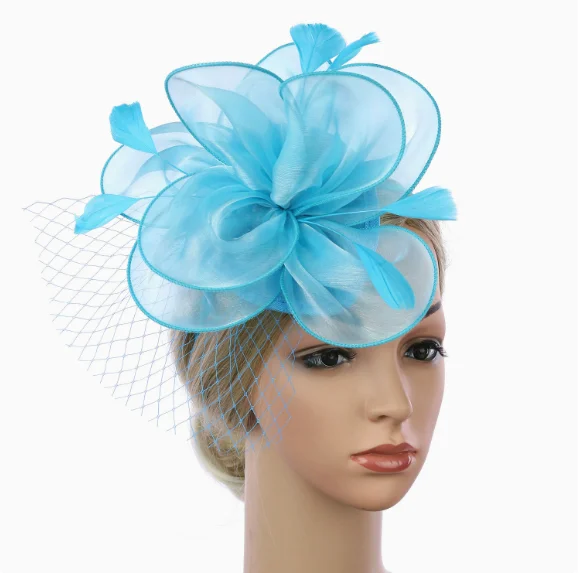 Exaggerated Organza Feather Headpiece Hairband for Wedding Dress Cheongsam Dual-Purpose Accessory