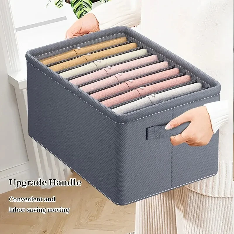 1pc Grey Nonwoven Fabric with Partition Clothing Storage Box Household Wardrobe Organization and Storage