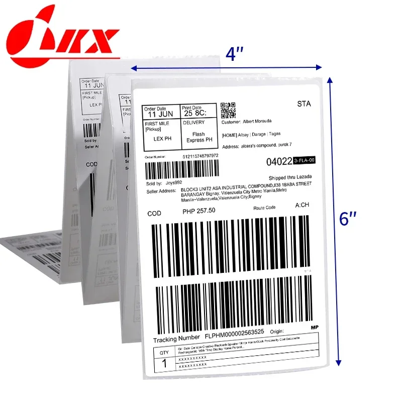 LKX 4x6 Inch Direct Thermal Labels Printer Paper Fan-Fold Labels Shipping Supplies Waterproof for 241BT 246S Nimbot D11 Printer