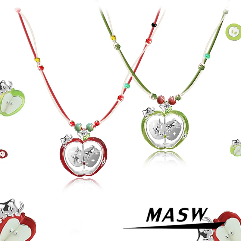 

MASW Original Design Elegant Temperament Red Apple Pendant Necklace For Women Party Gifts Modern Jewelry Accessories