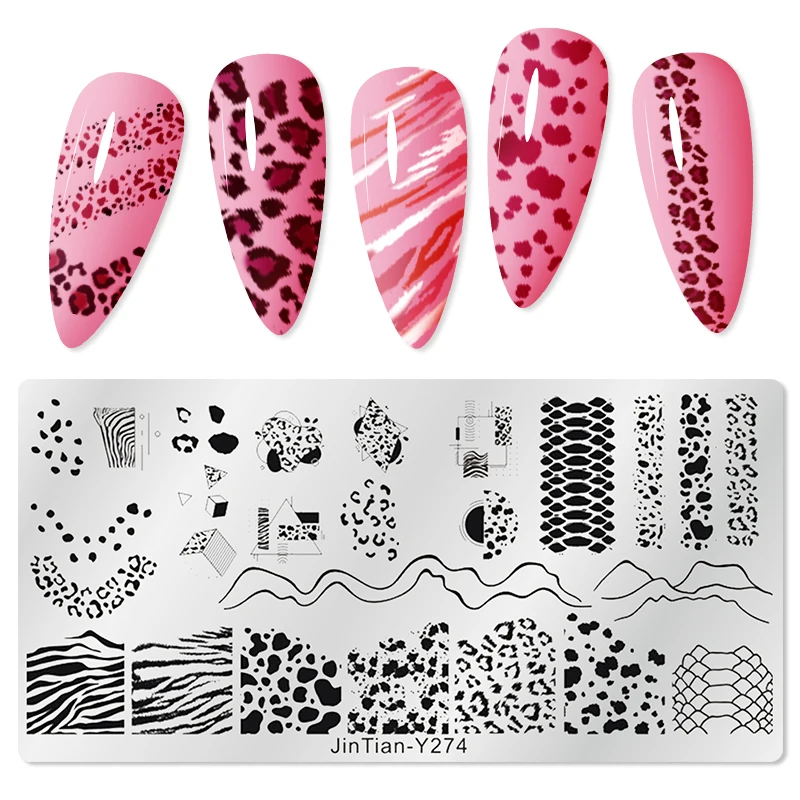 Mtssii 2023 New Leopard Nail Stamping Plates Geometry Line Leaves Flowers Design Printing Plates Nails Art Stencil Stamp Tools