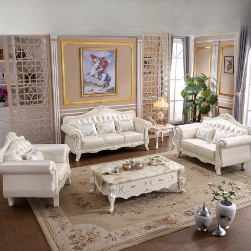 โซฟาห้องนั่งเล่นสไตล์นอร์ดิกยุโรป หนังแท้ โครงไม้จริง โซฟาห้องนั่งเล่นทันสมัย โซฟาห้องนอนแบบพัฟ เฟอร์นิเจอร์ทันสมัย