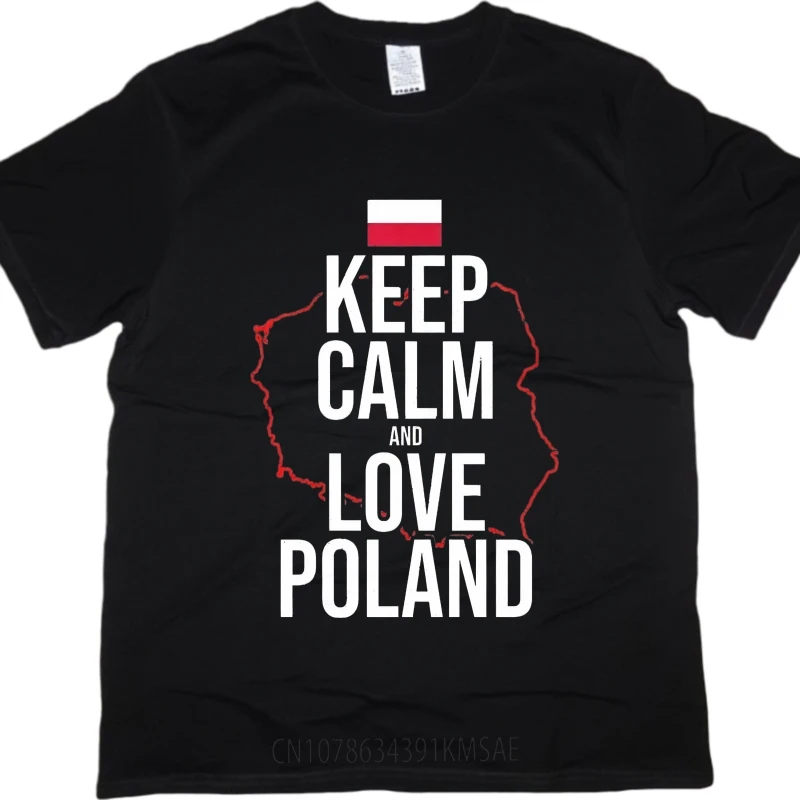 Men's Unisex Comfort Plus Size Summer Short Sleeve O Neck T-Shirt Keep Calm And Love Poland for Teenagers Adults