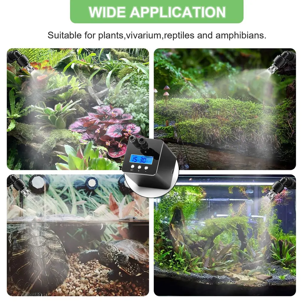 

1 Apr.Reptile Humidifier, Misting System For Reptile Terrariums, Automatic Reptile Mister With Timer, 360° Spray Nozzles