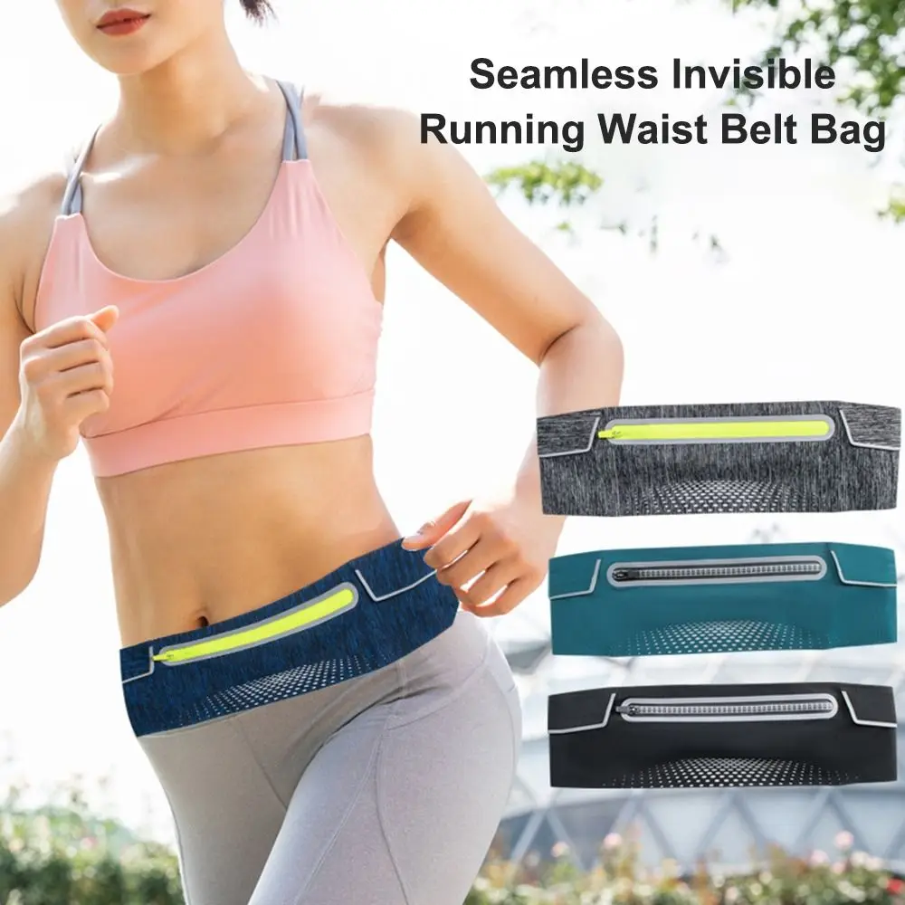 

Новый бесшовный невидимый тонкий беговой пояс, сумка для воды, эластичная поясная сумка, водонепроницаемая светоотражающая спортивная поясная сумка для унисекс