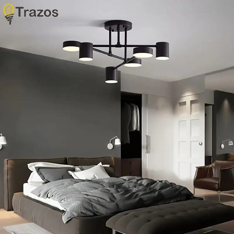 Nordische Schwarze Schlafzimmer-Deckenleuchte Wohnzimmerlampe Schlichte Atmosphäre Heim-Arbeitszimmer Bar Kreative Einfache Moderne Eisenbeleuchtung