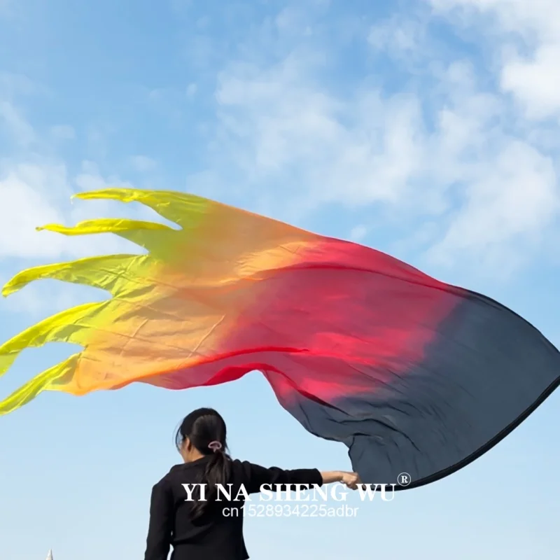 1/2 Uds. Banderas flexibles de adoración de danza y alabanza, banderas semicirculares para danza y Ministerio, banderas para exteriores, 100% de seda auténtica, bandera de llama, nuevo