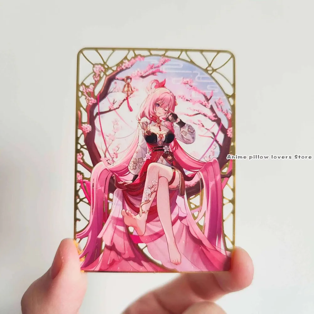 

Game Anime Honkai Impact 3 Elysia Cosplay Hollow Out Brass Metal Bookmark Keychain Pendant Gifts