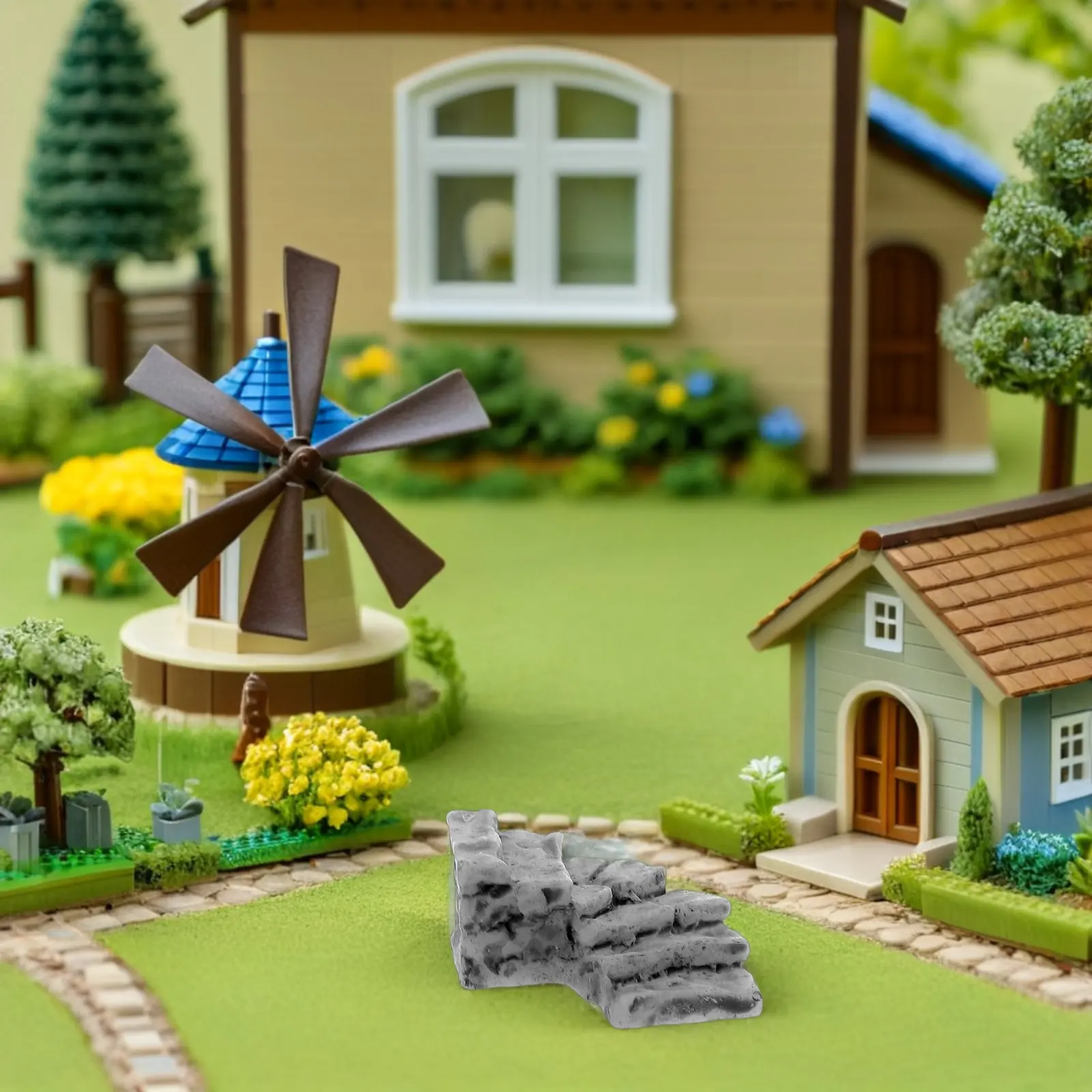 20Pcs Mini Stairs Resin Craft Straight Curved Miniature Stone Steps Dollhouse Garden Landscape Bonsai Ornament