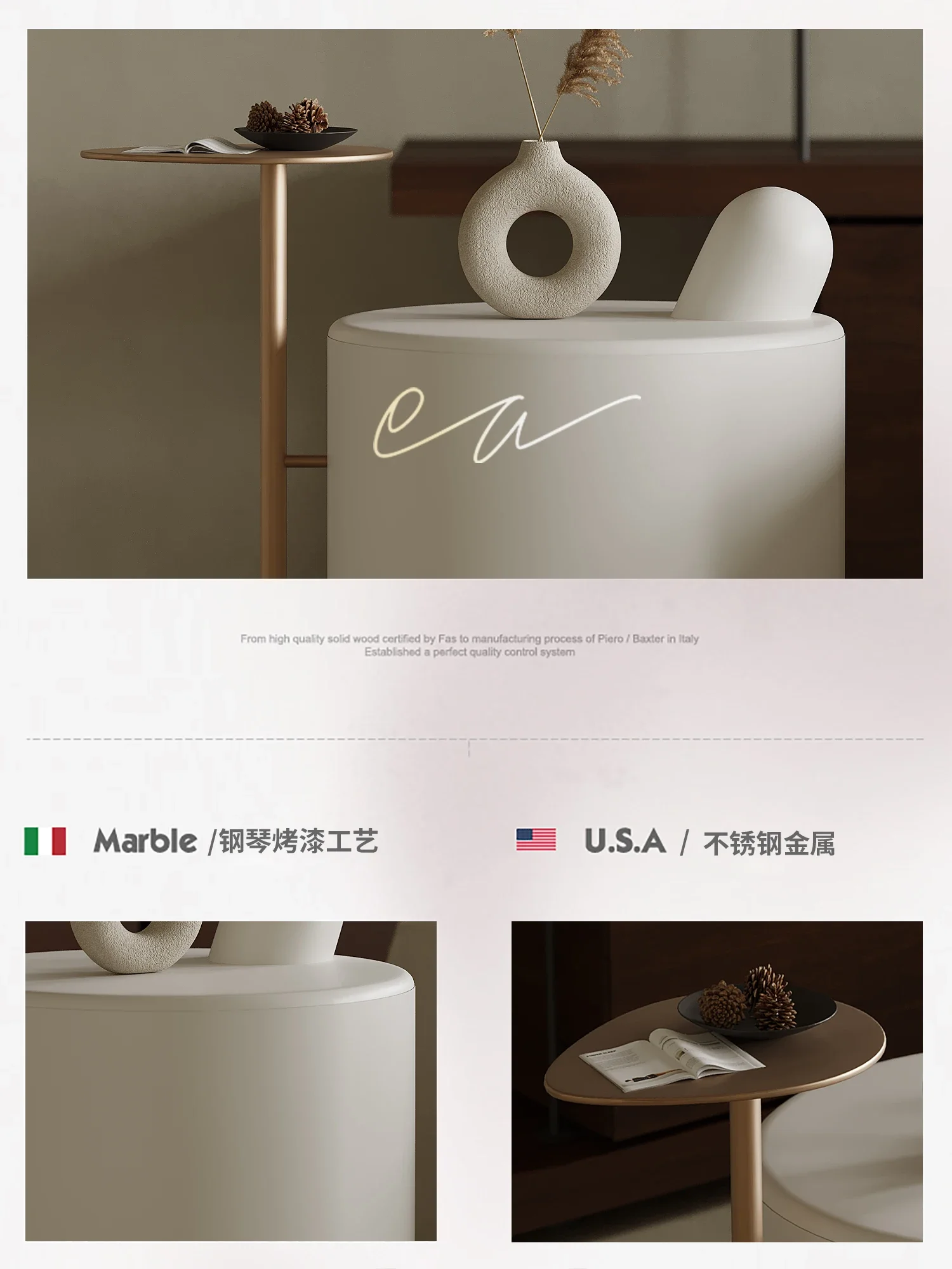 طاولة جانبية للأريكة الفاخرة الخفيفة على الطراز الإيطالي، طاولة زاوية حديثة وبسيطة ومبتكرة، طاولة مستديرة للرياح الصامتة، إحساس عالي #4