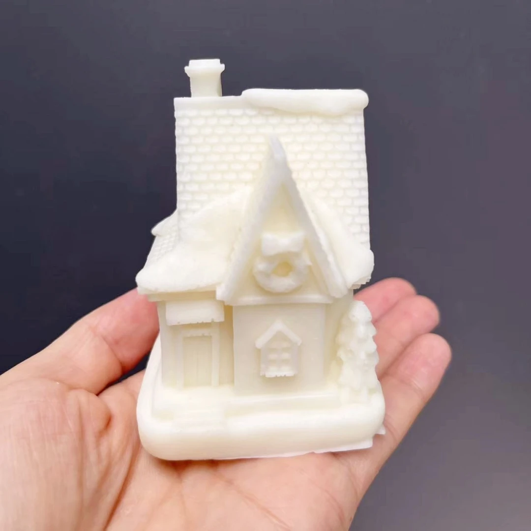 3D Nordic house candle silicone mold European castle villa resin molds chimney houses Christmas snow house mould New Year gift