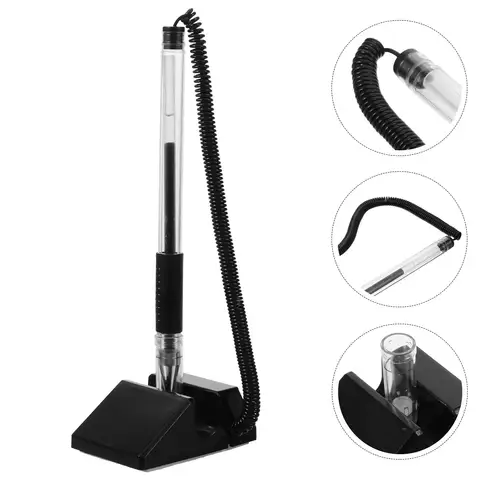 4Pcs Business Signature Pen with Stable Desk Stand Smooth Grip Writing Pen for Counter Tuition Unemployment Offices Desktop Sign