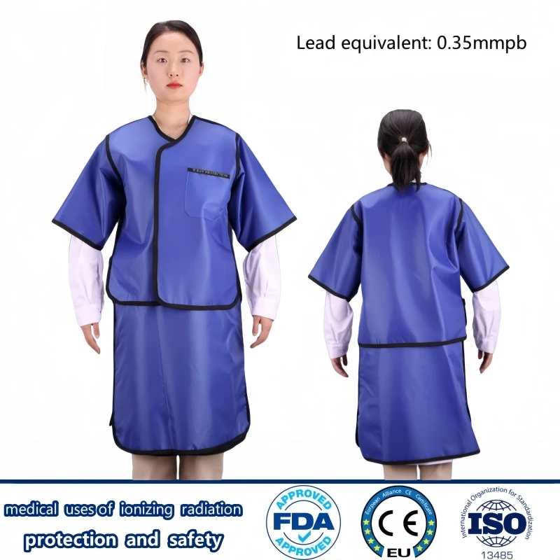 

Genuine x-ray radiation protective 0.35mmpb short sleeved lead vest and lead skirt radiological protection lead apron set