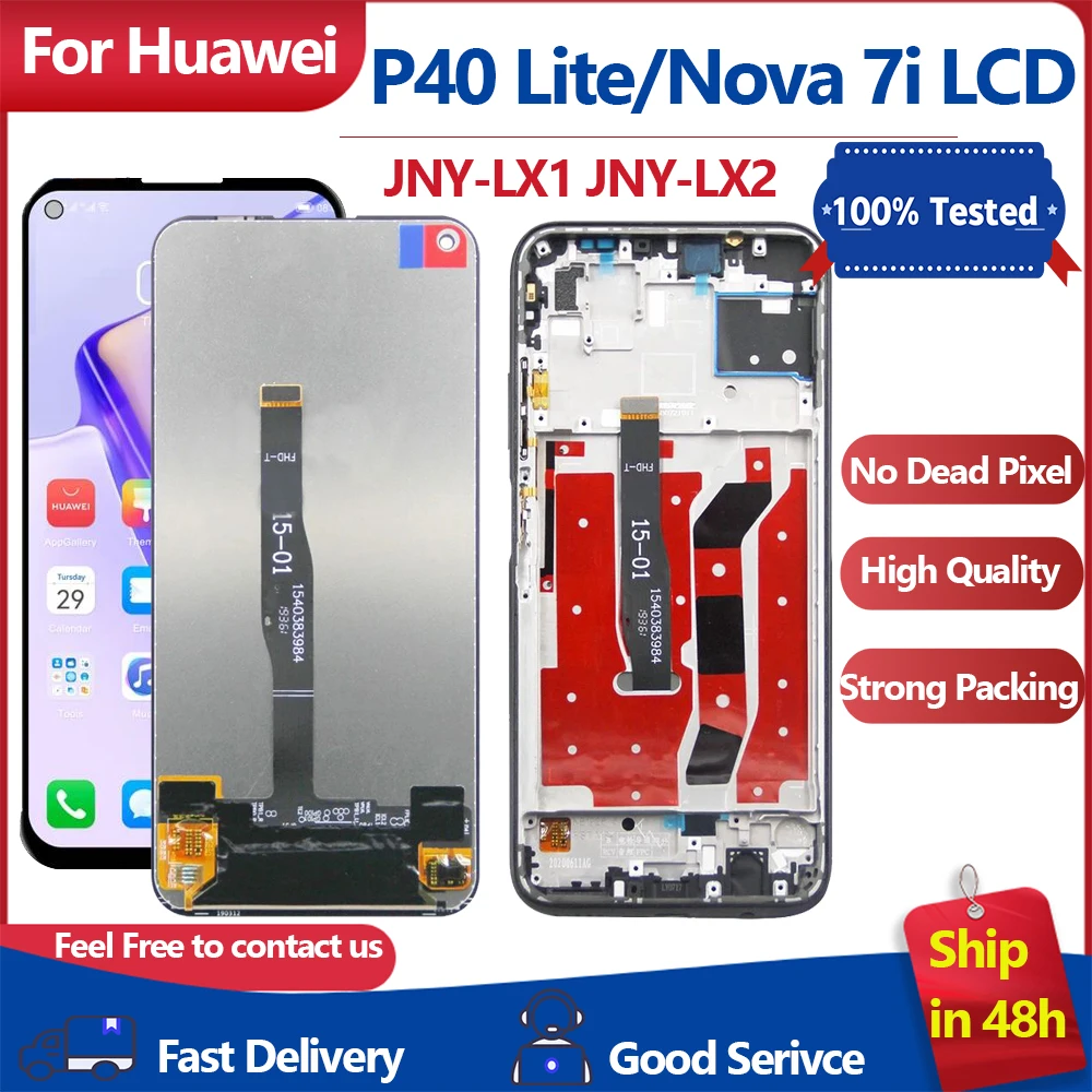 

6.4'' 100% New For Huawei P40 Lite LCD JNY-LX1 Display 10 Touch Screen Digitizer For Nova 7i JNY-LX2 For Nova 6 SE Lcd P 40 Lite