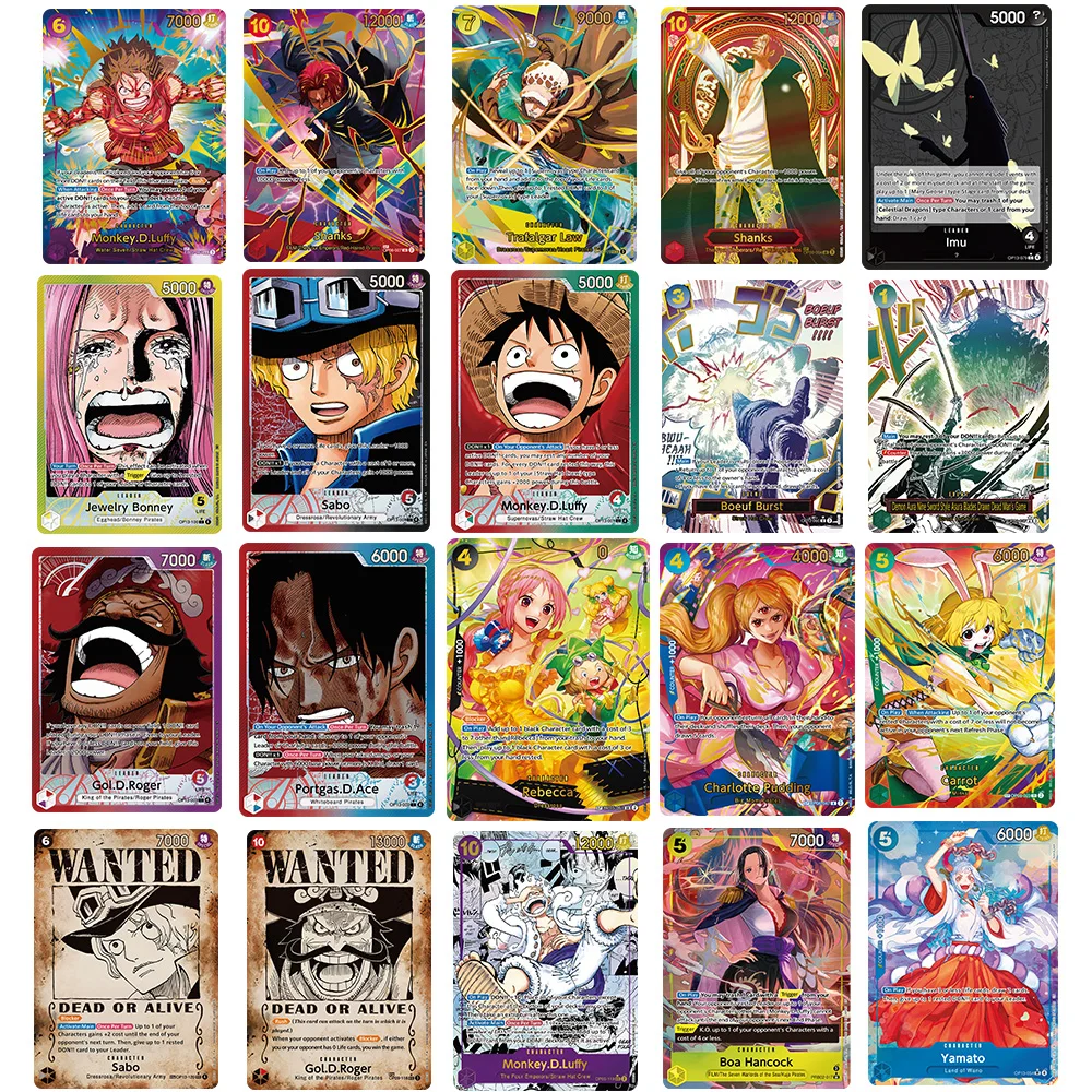 

OPCG Gold Stamping Luffy Pudding Shanks Law Carrot Poster Sabo Roger Imu Sanji Boeuf Buret /Zoro Dead Man's Game Event ProxyCard