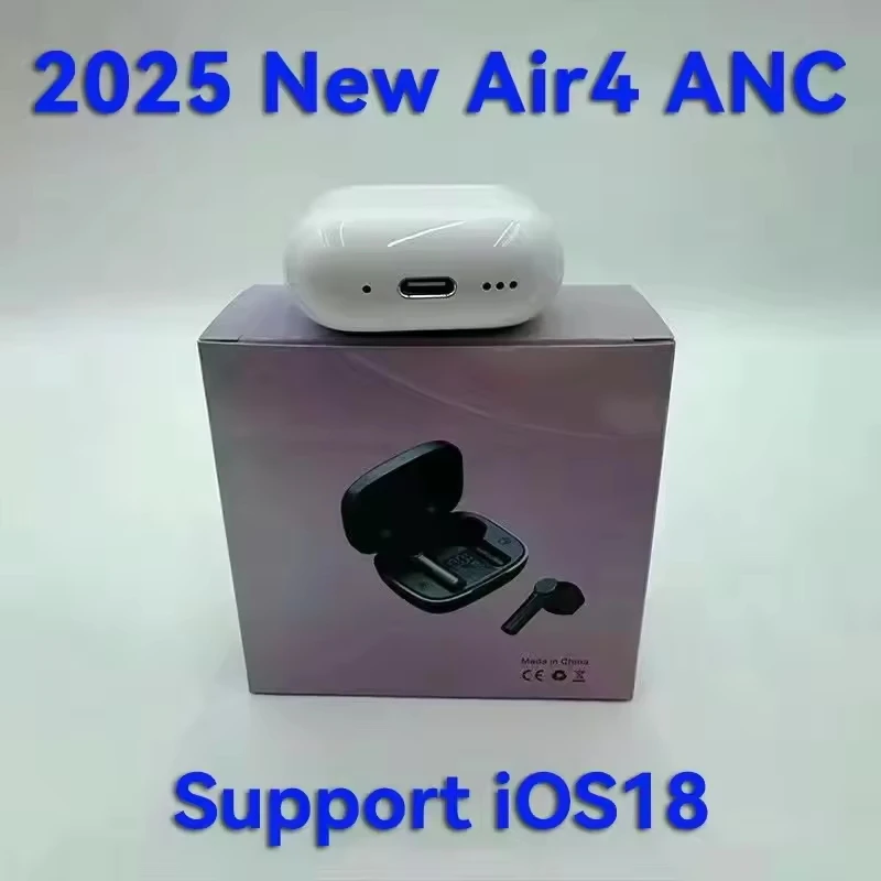 2025New IOS18 semi-in-ear wireless Bluetooth headphones for Air4 ANC active noise reduction USB-C port Earphones Super endurance