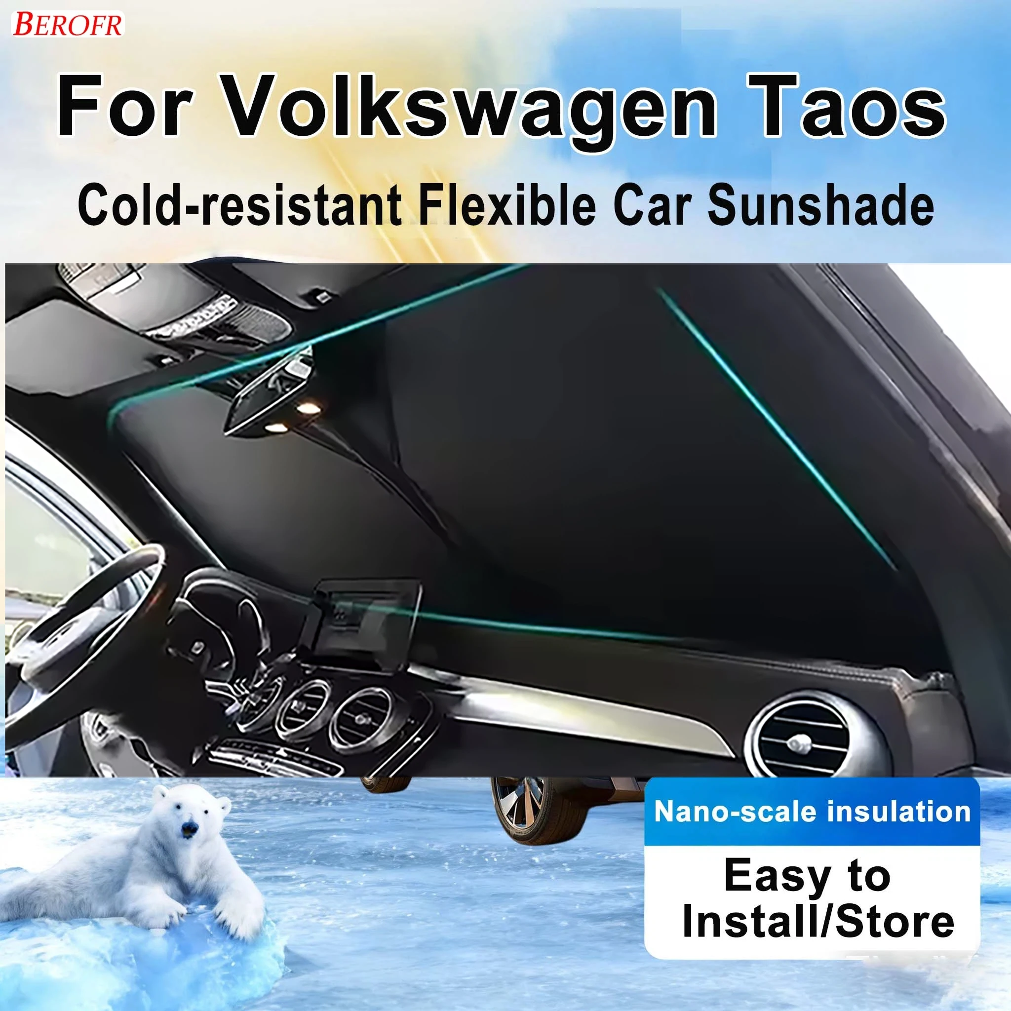

For Volkswagen Taos 2021-2026 Car Windshield Sunshade Cover Front Window Sun Shade Heat Insulation Summer Auto Accessories