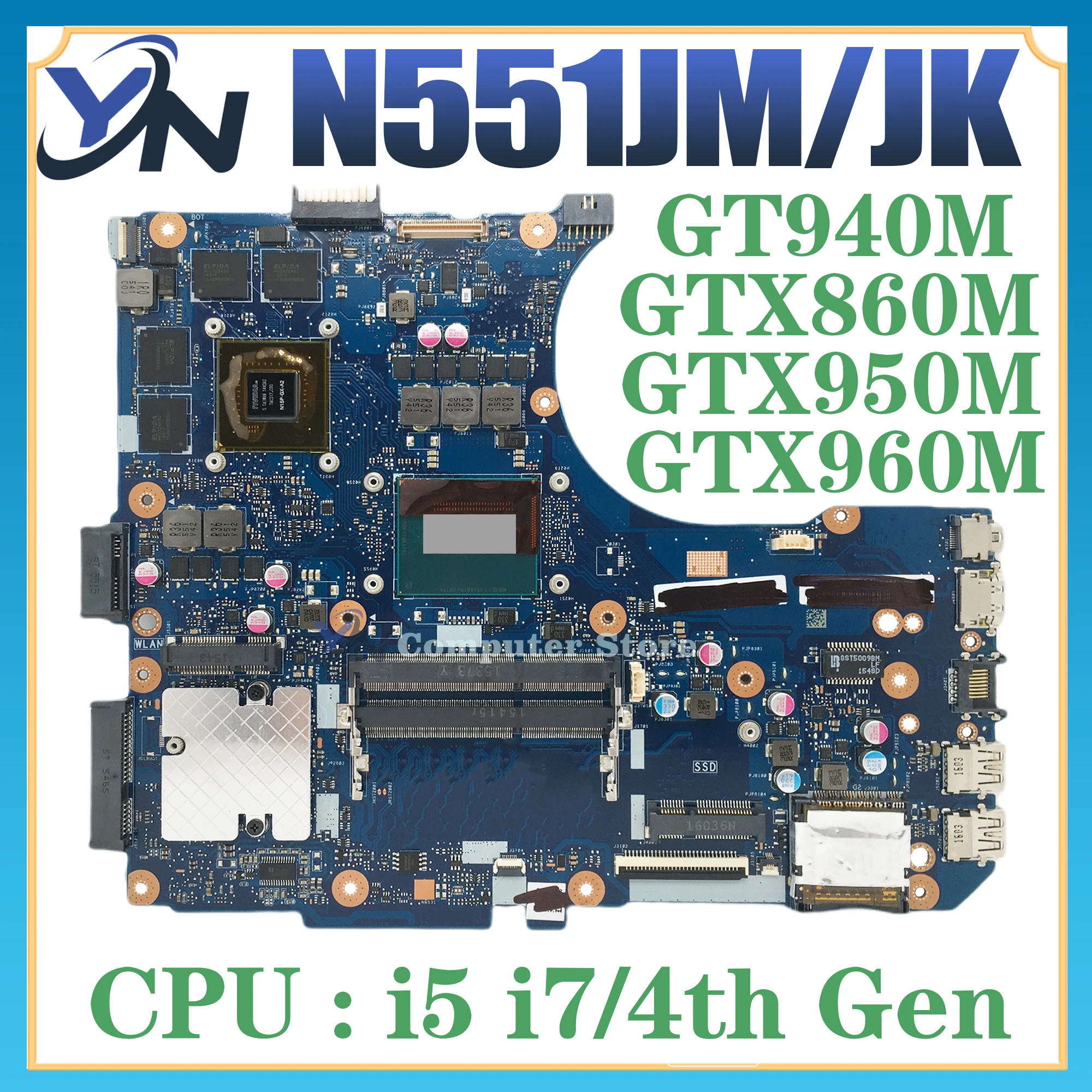 

N551JM Mainboard For ASUS N551JK N551JB N551JQ GL551JK GL551JM GL551J G551JX G551JM G58JW N551JW G551JK Laptop Motherboard i5 i7