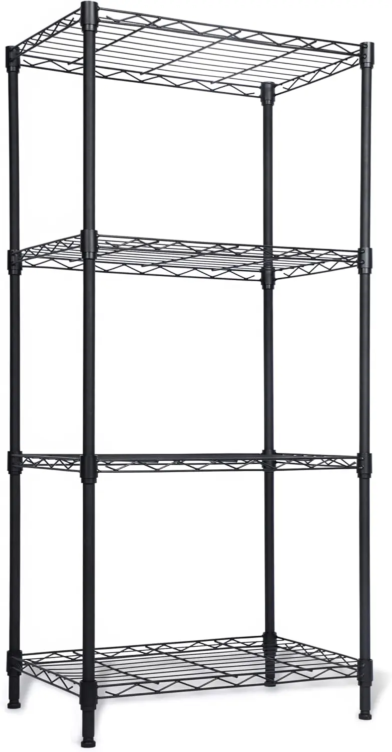 

4-Tier Heavy Duty Metal Shelves, 400 lbs per Shelf, Black, 18' L x 12' W x 38' H