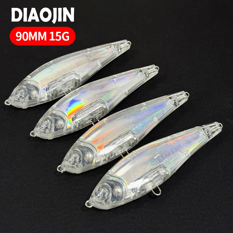 

10pcs Unpainted Twitchbait 9cm15g Slow Sinking Pencil Lure Stickbait Saltwater Pesca Artificial Seabass Blank Fishing Lures Body
