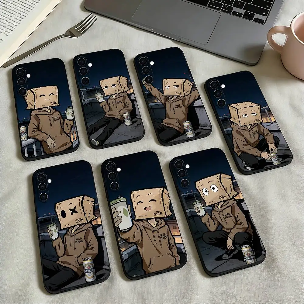 

Cartoon Paper Man Phone Case For Samsung Galaxy A73,A72,A71,A70,A53,A52,A51,Soft Silicone Black Cover