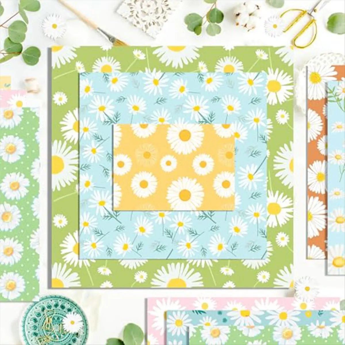 COFA 24 Sheets Scrapbook Paper 12inch X 12inch Double-Sided Bows Pattern Paper Decorative Decoupage Cardstock Daisy