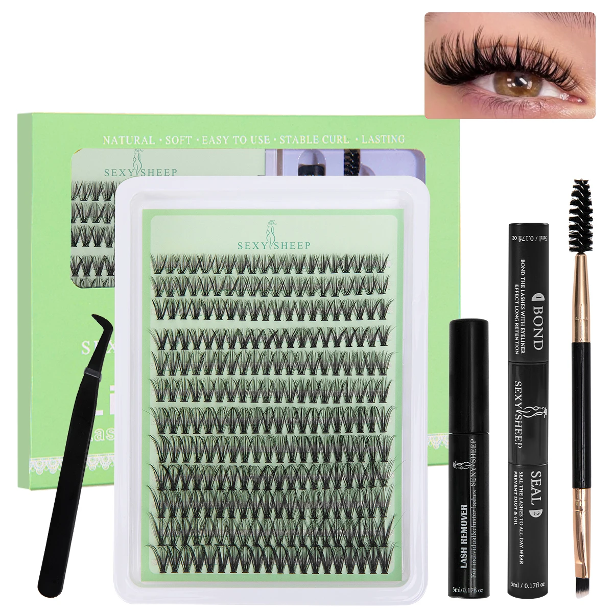 30D 40D bricolage grappes de cils ensemble volume moelleux Extensions de faux cils liaison et joint dissolvant de colle cils pince à épiler brosse