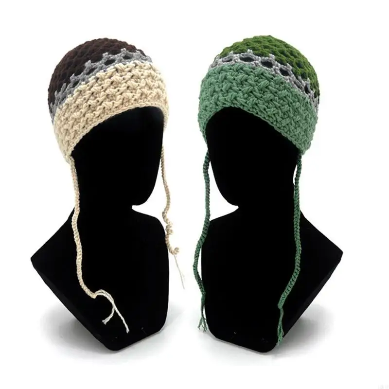 قبعة أذن مطاطية عصرية للفتيات منسوجة على شكل غطاء للأذن للشتاء لحماية القبعة