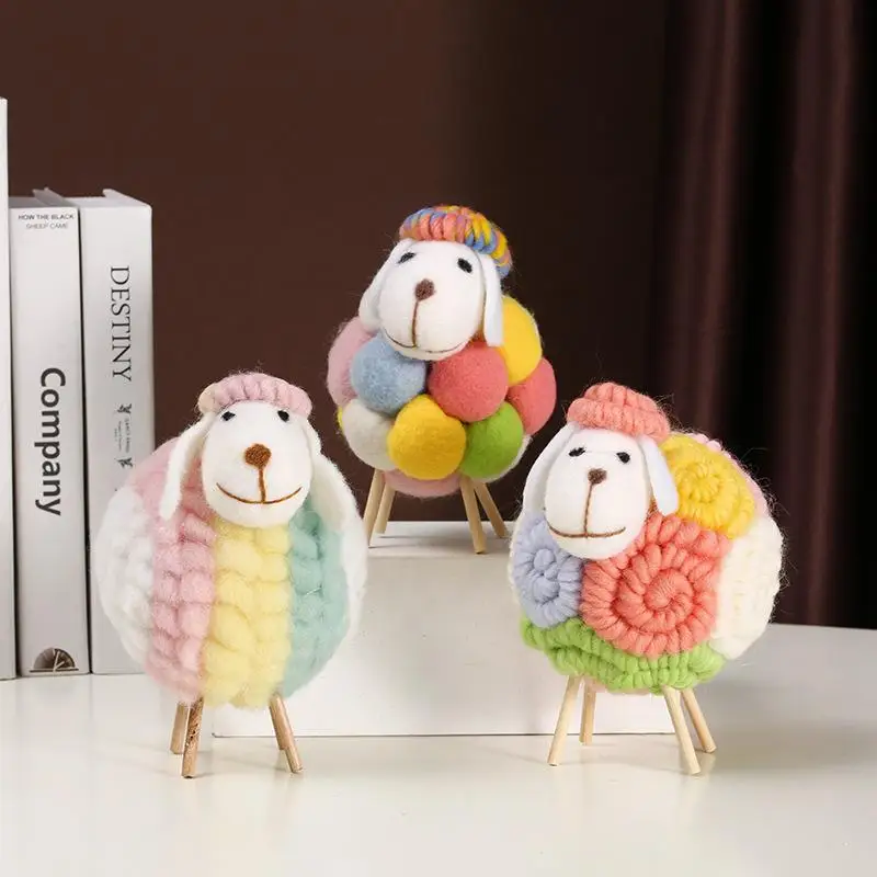 Mini Table Ornament Felt Sheep Figurines Miniatures Wool Felt Lamb Cute Toys Desktop Decor Home Furnishings Gifts