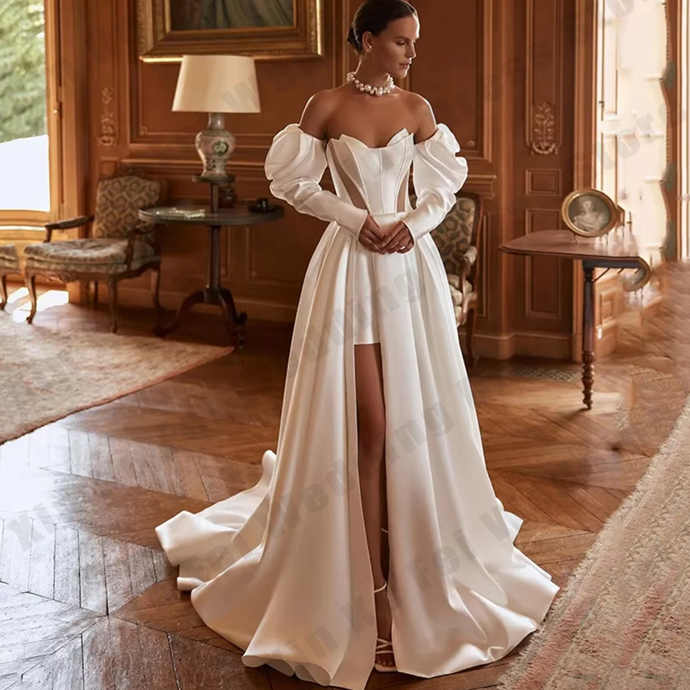 

Elegant Women A-Line Wedding Dresses Sweetheart High Split Bridal Dress Elegant Wedding Evening Ball Prom Gowns Customized Robe