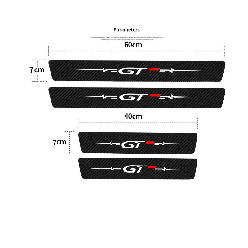 Car Interior for Peugeot GT GTI GTLine 301 307 107 207 3008 308 208 2008 206 Door Threshold Protective Film Trunk Sill Stickers view 3