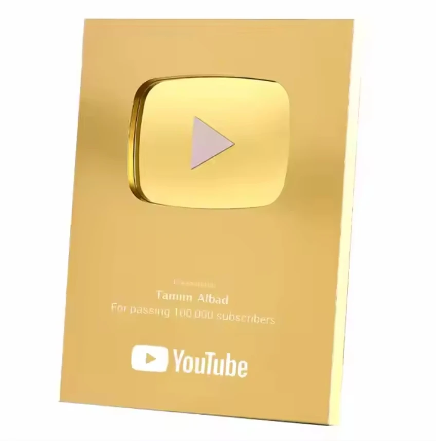 

Custom Award Trophy Medal Plaque Coolest Gift with Play Button Silver & Gold Plaque YouTube awards wholesale