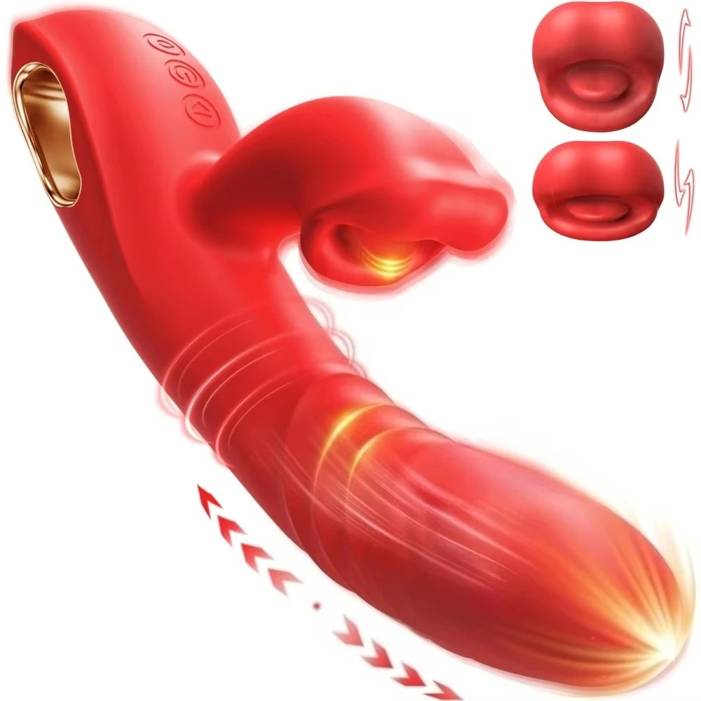 2in1 Thrusting Vibrator G Spot Vagina Licking Dildo for Women Rabbit Tongue Sex Toy Clitoral Stimulator Anal Plug Adult Supplies