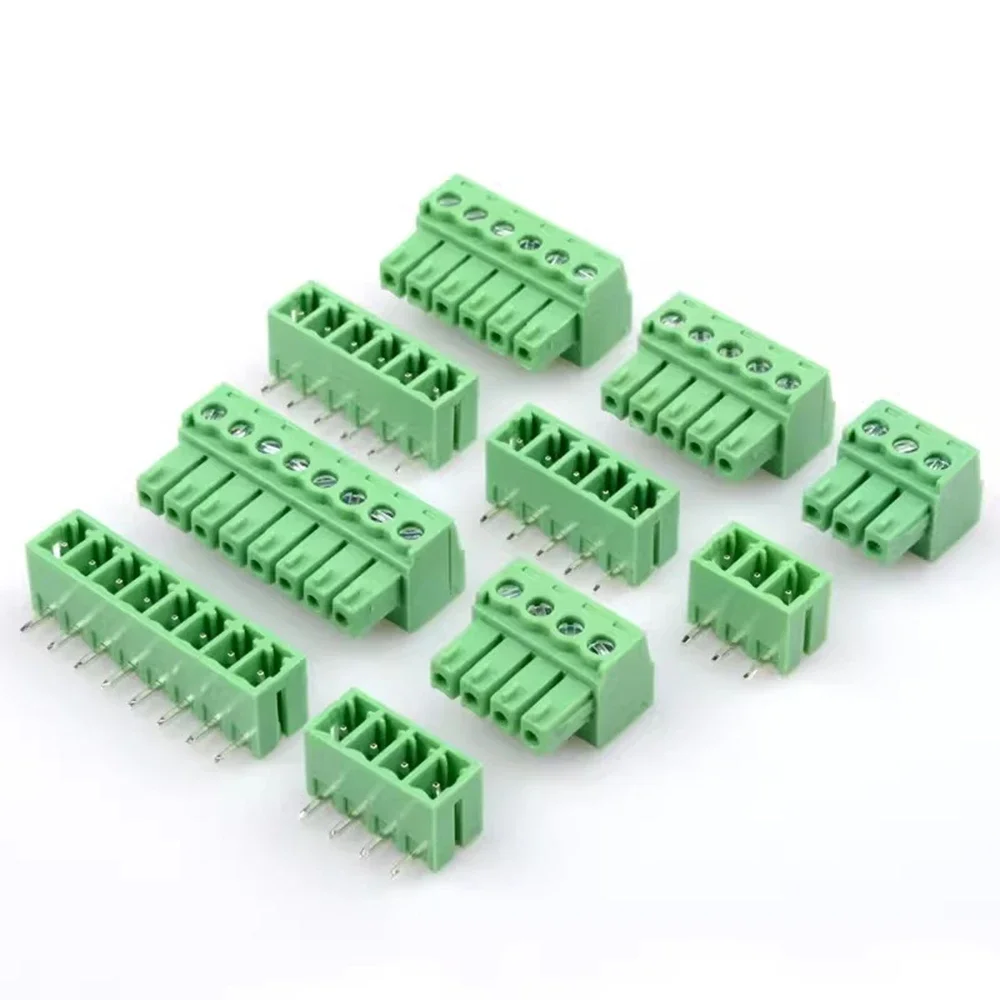 1Sets Welding Docking Type 15EDG 3.81MM Straight Curved Needle Terminal Block connector PCB plug-in type Green Terminal Block