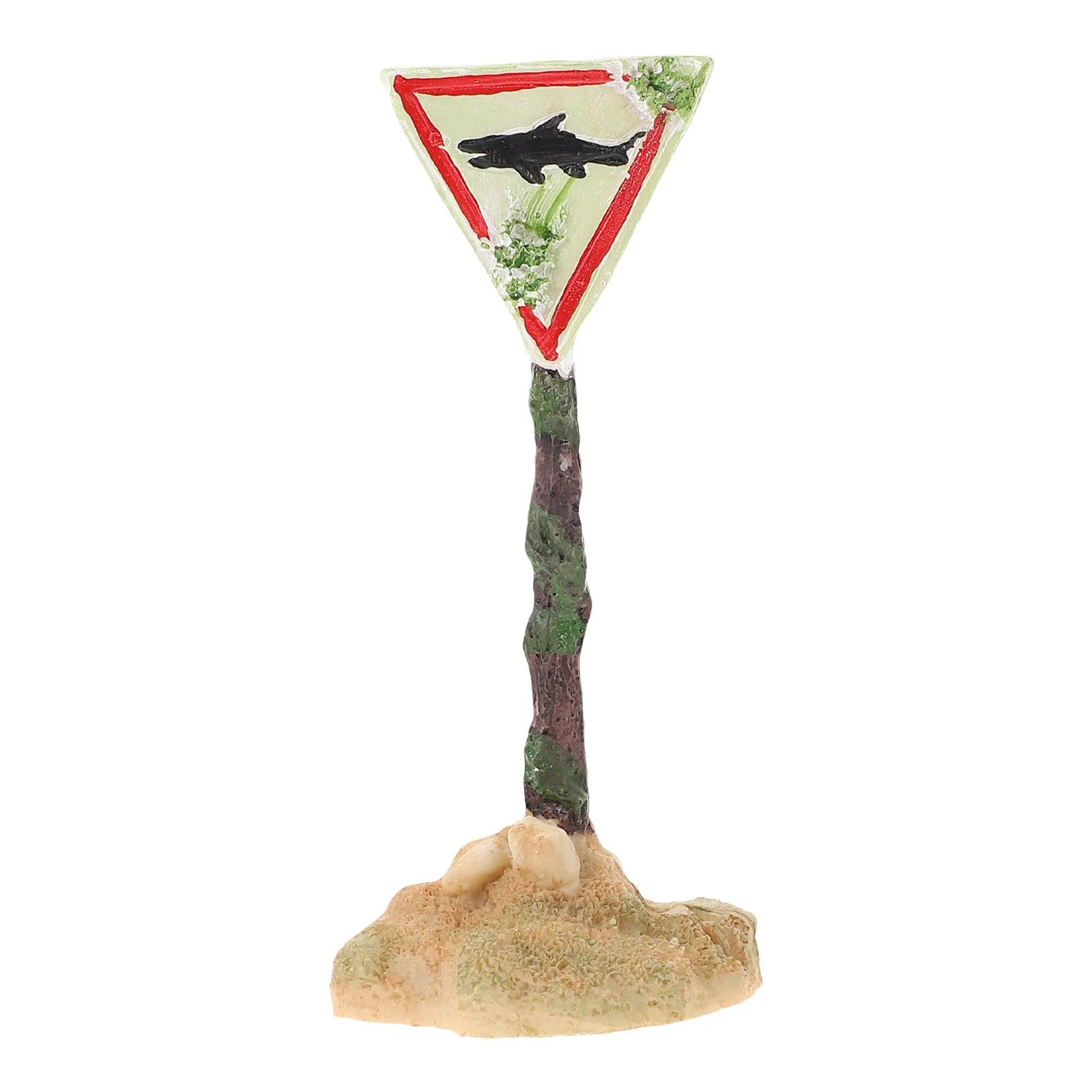 

Shark Warning Sign Resin Wear Resistant Proof Vivid Shark Pattern Triangle Outline Fish Tank Aquarium Decoration