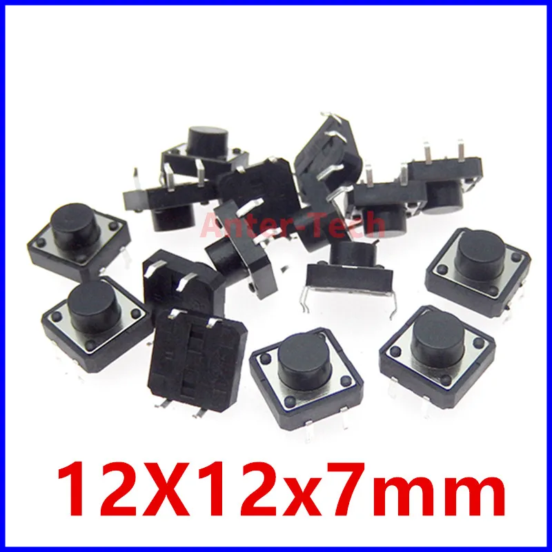 20PCS 12X12x7mm 4PIN dip TACT push button switch Micro key power tactile switches 12x12x7 12*12*7MM Light touch