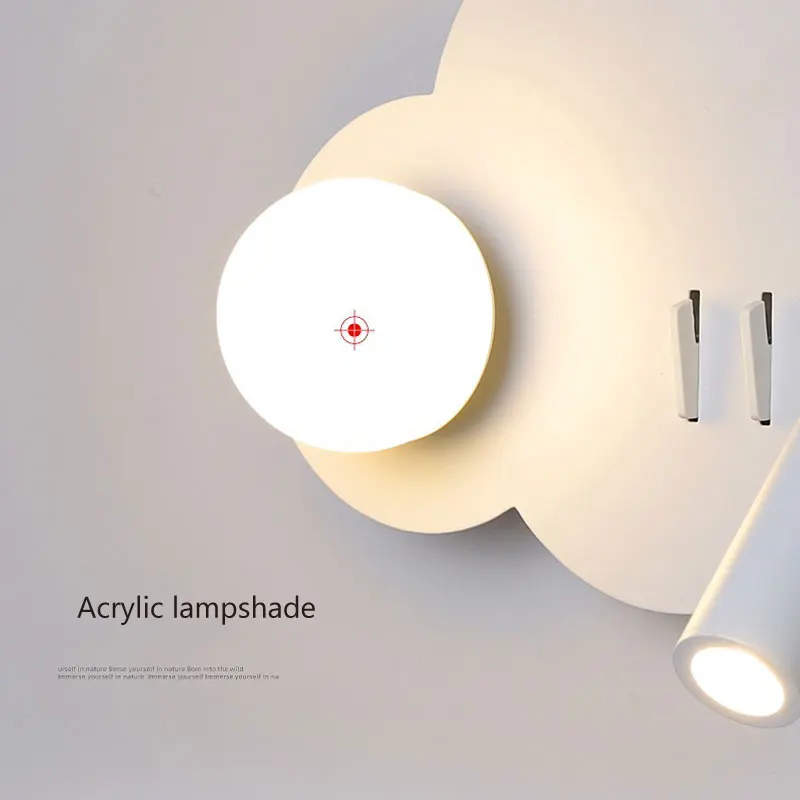 Cloud Wall Lamp Nordic Minimalist Bedroom Bedside Spotlight Children\'s Room With Switch Led Eye Protection Reading Wall Lamp